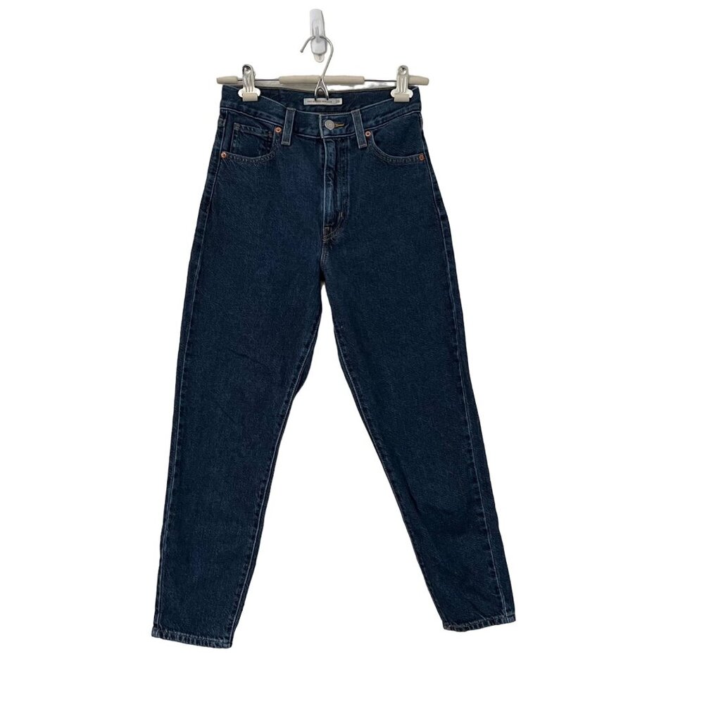 Levis Womens Dark Wash High Waisted Mom Jeans Tapered Leg Size 26 X 27